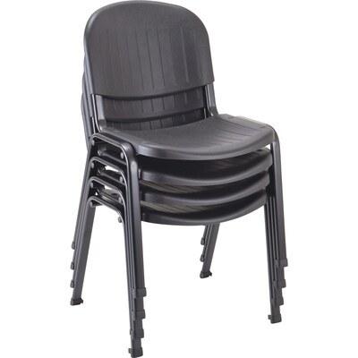 Lorell Low Back Stacking Chairs, Black, 4/Carton (LLR62125)