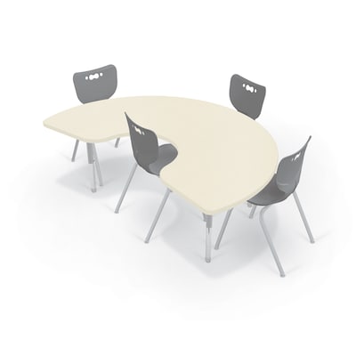 MooreCo Hierarchy Kidney Shaped Table, 72"W x 48"D, Neutral Weft/Platinum Base (703673563031)