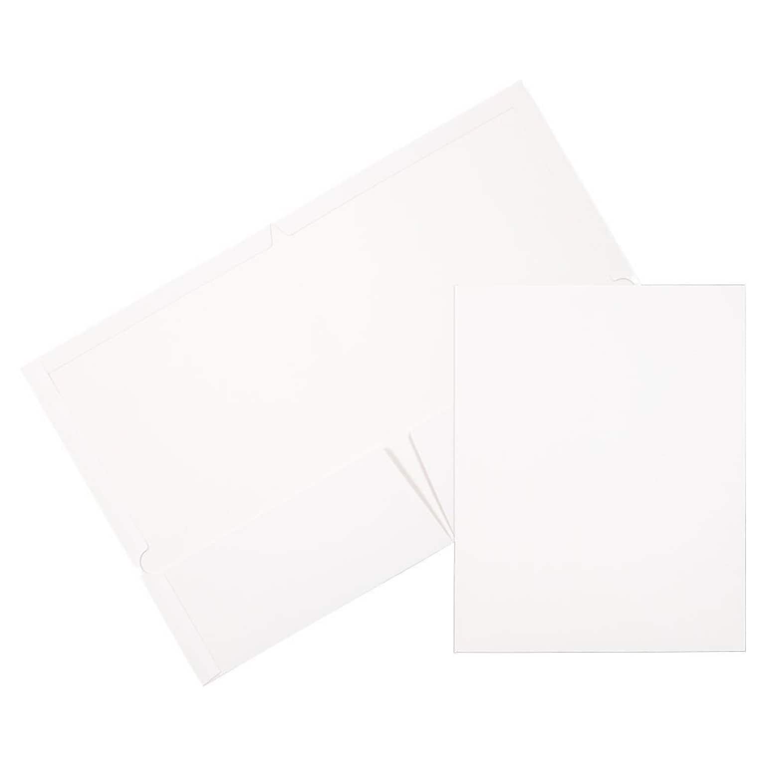 JAM Paper Glossy 2 Pocket Cardstock Presentation Folder, White Glossy, 50/Box (385Gwhc)