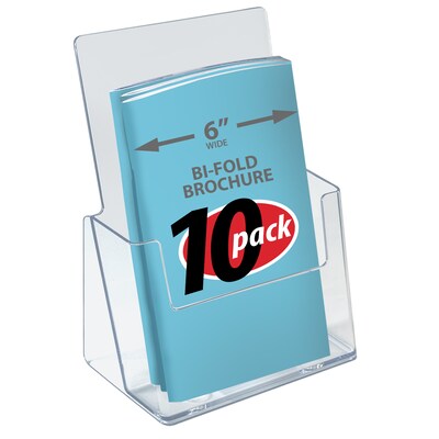 Azar 5.5" x 8.5" Brochure Holder, Vertical, Desktop/Countertop, Acrylic, Clear, 10/Pack (252015-10PK)