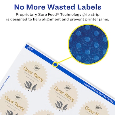 Avery Laser/Inkjet Starburst Waterproof Multipurpose Labels, 1"  Dia, White, 1200/Pack (94606)