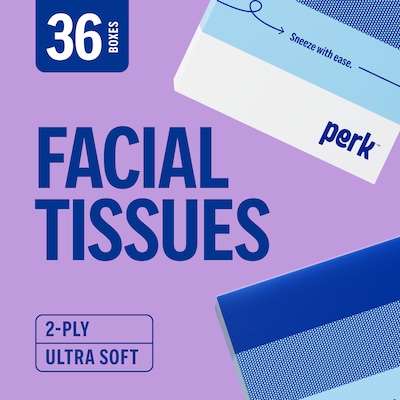 Perk™ Ultra Soft Tissue, 2-Ply, 95 Sheets/Box, 6 Boxes/Pack, 6 Packs/Carton (PK57779CT)