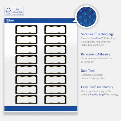 Avery Rectangle Laser/Inkjet Multipurpose Labels, 1" x 2-5/8", White, 160/Pack (19479370855)
