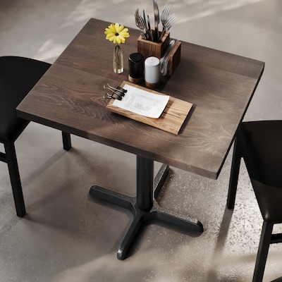 Flash Furniture Bennett Wooden Commercial Indoor Table, 30" x 24", Dark Brown Top/Black Base (GSF2430DBT2222)