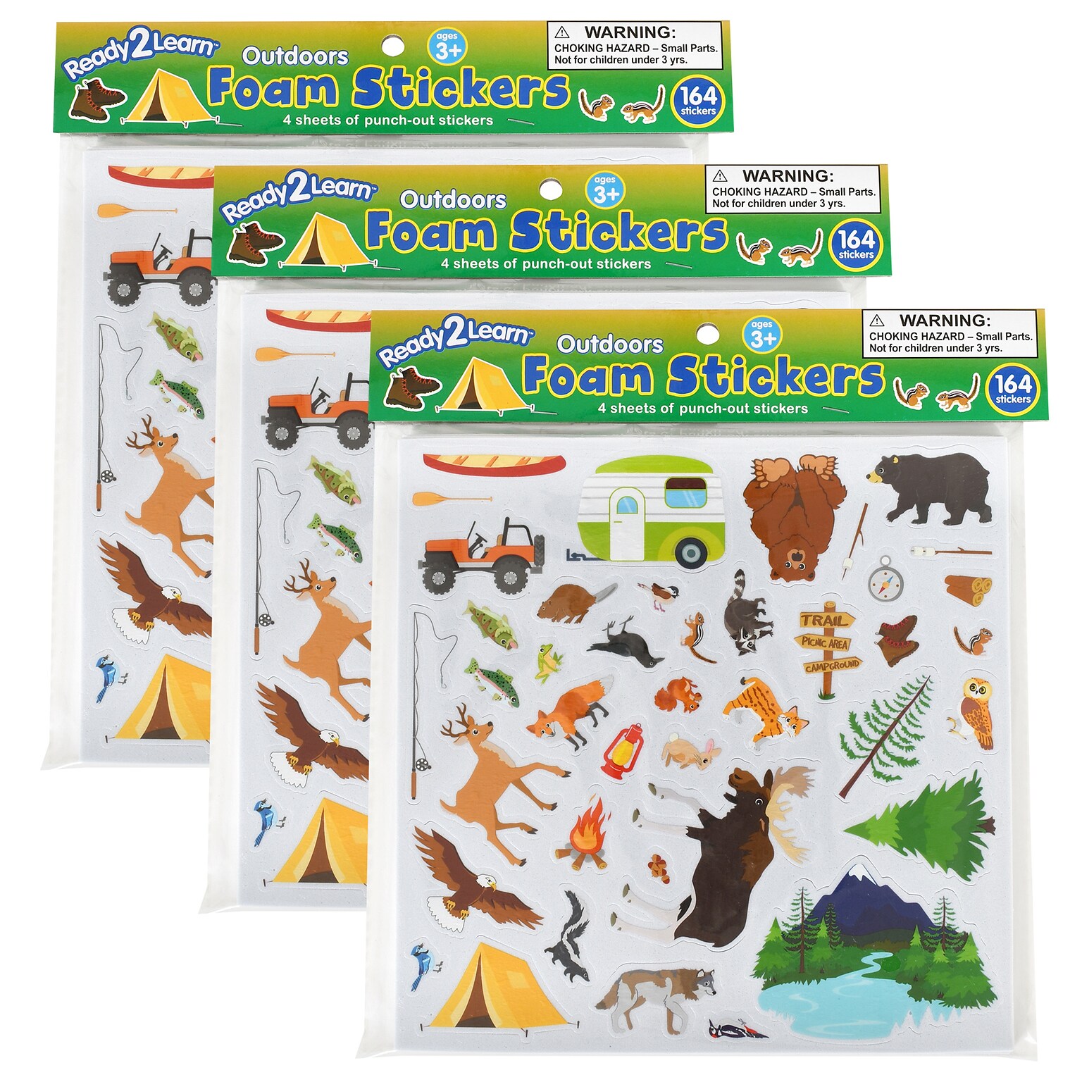 Ready2Learn Foam Stickers, Outdoors, 164/Pack, 3 Packs (CE-10124-3)
