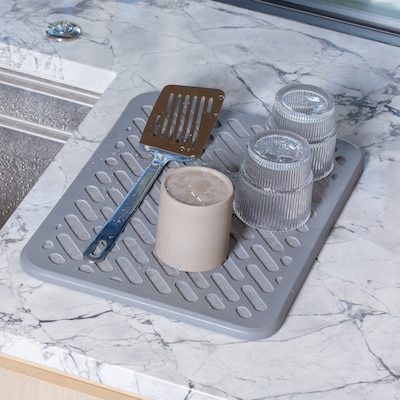 Better Houseware The Magic Stone & Silicone Quick-Dry Dish Racks, Gray (BTH3418)