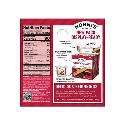 Nonni’s Dark Chocolate Italian Biscotti Cookies, 5.5 oz., 25 Cookies/Box (NSD97651)