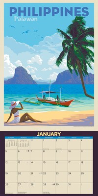 2025 Willow Creek World Travel Art Posters 12" x 12" Monthly Wall Calendar (45510)