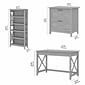 Bush Furniture Key West 48" Writing Desk with File Cabinet and 5-Shelf Bookcase, Cape Cod Gray (KWS004CG)