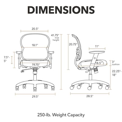 HON Wave Mesh Mid-Back Chair, Synchro-Tilt, Adjustable Arms, Black Sandwich Mesh (BSXVL712MM10)