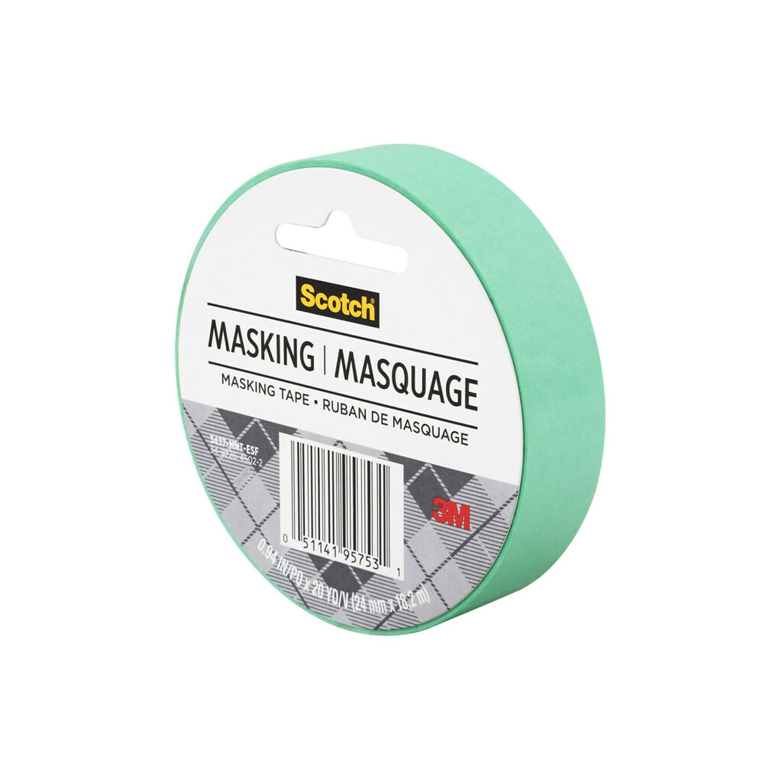 Scotch® Expressions Masking Tape, .94 x 20 yds., Mint Green (3437-MNT)