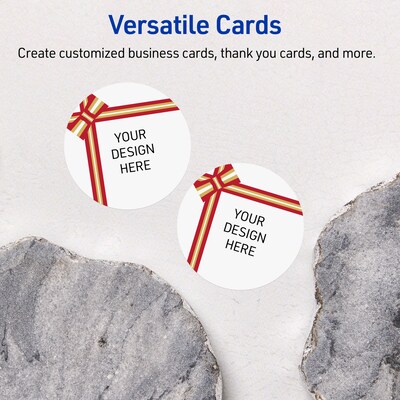 Avery Gold-Red Gift Bow Matte Blank Card, White, 120/Pack (S00-FFW)