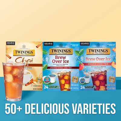 Twinings Brew Over Ice Peach Iced Black Tea, Keurig® K-Cup® Pods, 24/Box (F17280)