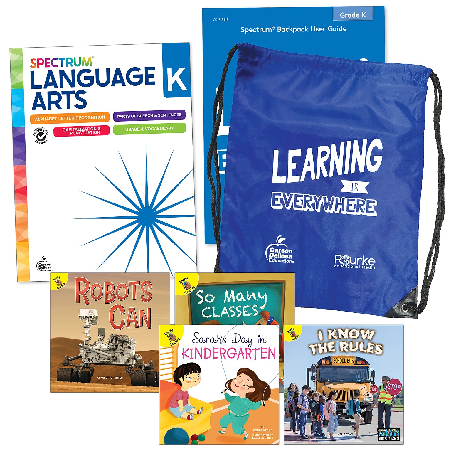 Spectrum Language and Literacy Backpack, Grade K Workbook, 6/Set (CD-745409)