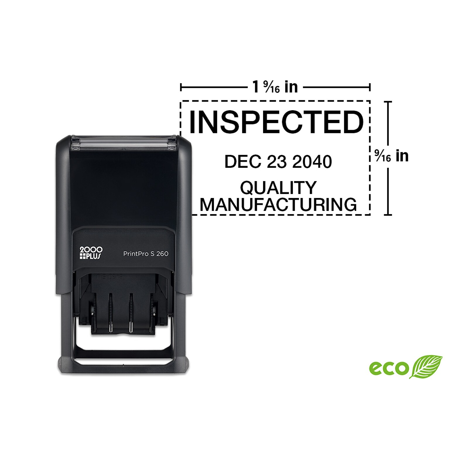 2000 Plus® PrintPro™ Self Inking 260D Economy Plastic Dater Stamp, 15/16 x 1-9/16