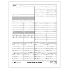 ComplyRight 2023 W-2C Tax Form, 1-Part, Copy 1/D, 50/Pack (531550)
