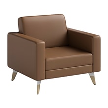 Safco Resi Vinyl Lounge Chair, Cognac (1732RESFEET4PKCOG)