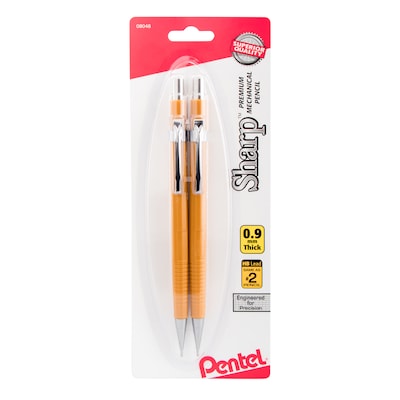 Pentel Sharp Mechanical Pencil, 0.9mm, #2 Medium Lead, 2/Pack (P209BP2-K6)