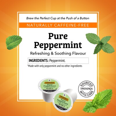 Twinings Pure Peppermint Herbal Tea, Keurig® K-Cup® Pods, 24/Box (TNA85813)