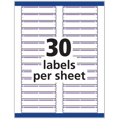 Avery TrueBlock Laser/Inkjet File Folder Labels, 2/3" x 3-7/16", White/Purple, 750 Labels/Pack (5666)