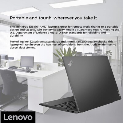 Lenovo ThinkPad E16 G2 16" AI Laptop, Intel Core Ultra 5 125U, 16GB RAM, 1TB SSD, Windows 11 Pro (21MAS0BV00)
