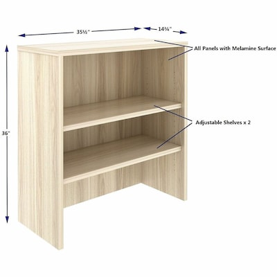 Lorell Essentials 36" 2-Shelf Bookcase with Adjustable-Shelves, Modern Elm Laminate (LLR66334)