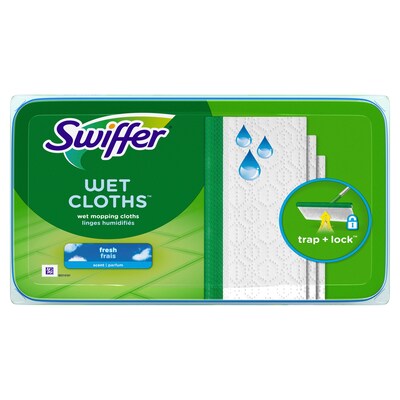 Swiffer Sweeper Wet Mop Cloths, Fresh Scent, White, 24/Pack, 6 Packs/Carton (35155)