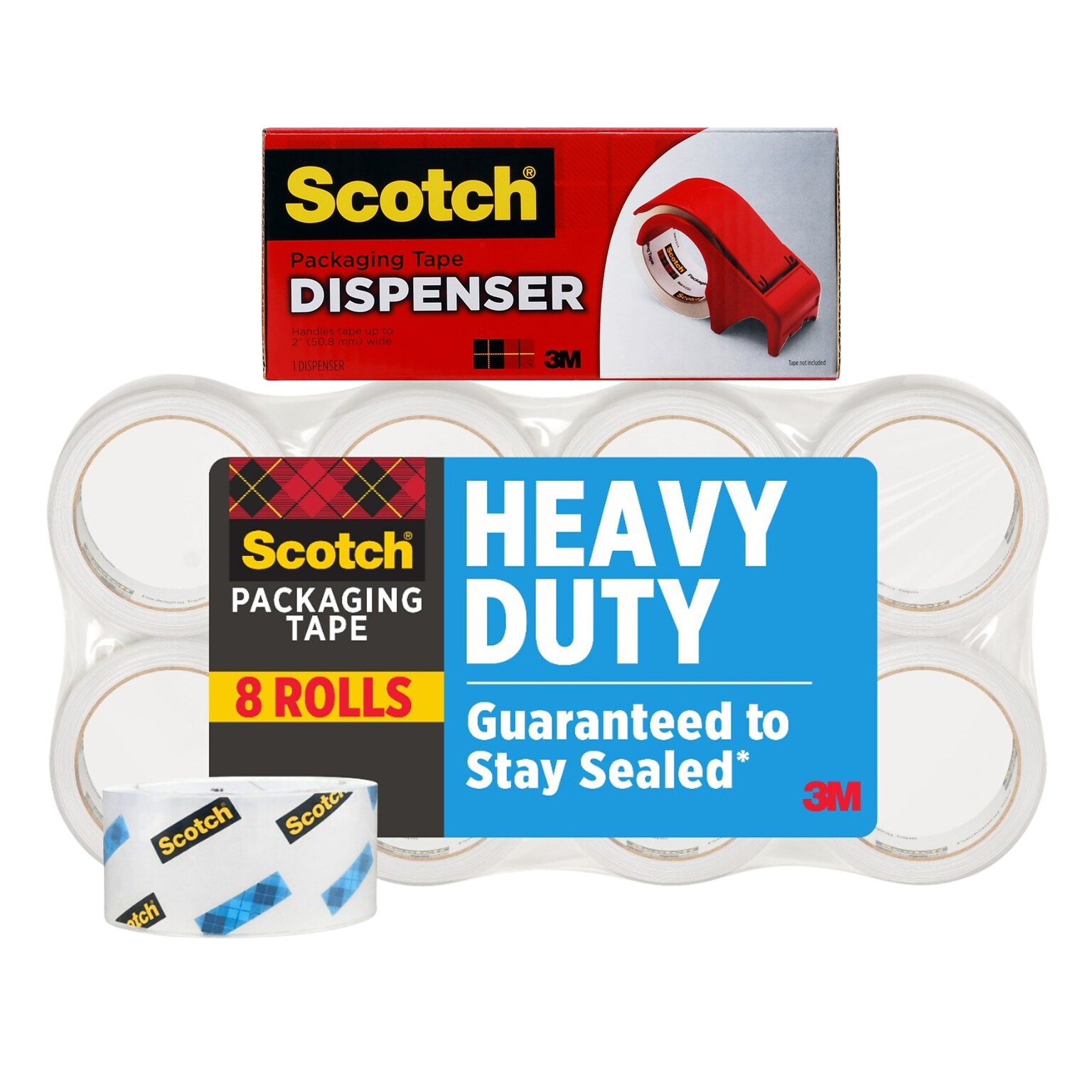 Scotch Heavy Duty Packing Tape, 8.3 x 54.6 yds., Transparent, 8/Pack (3850-8-DP300 )