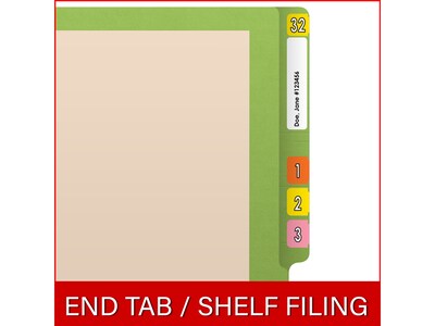 Medical Arts Press Reinforced End Tab File Folder, Straight-Cut, Letter Size, Manila/Green, 50/Box (S-09473-GRN)