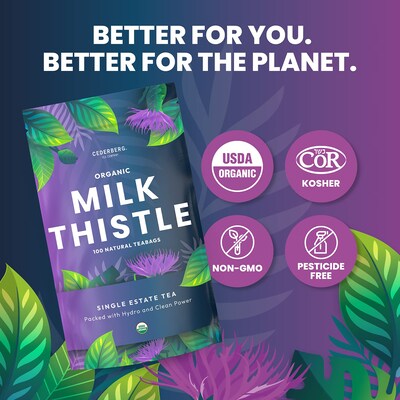 Cederberg Tea Company Organic Milk Thistle Herbal Tea, Caffeine Free, 100 Tea Bags/Pack (CT-MILK)