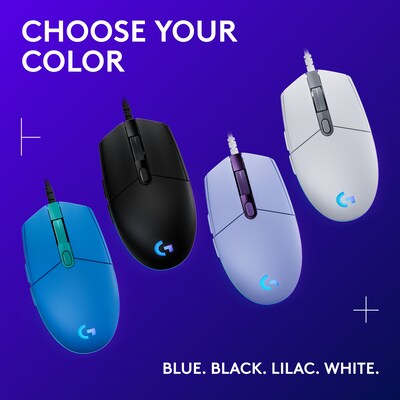 Logitech G203 Lightsync Gaming Optical USB Gaming Mouse, White (910-005791)