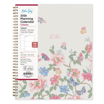 2026 Blue Sky Fly By 8.5 x 11  Weekly & Monthly Planner, Plastic Cover, Multicolored (140195-26)