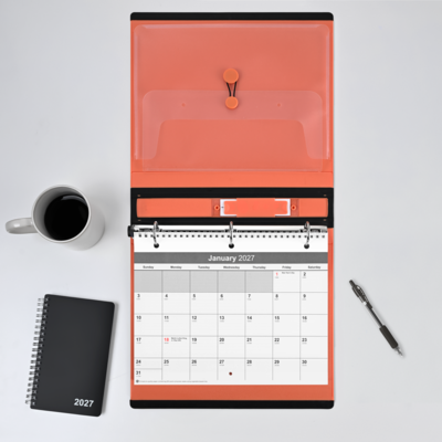 2027 Staples 11" x 8.5" Monthly Wall Calendar, White/Red/Gray (ST63591-27)