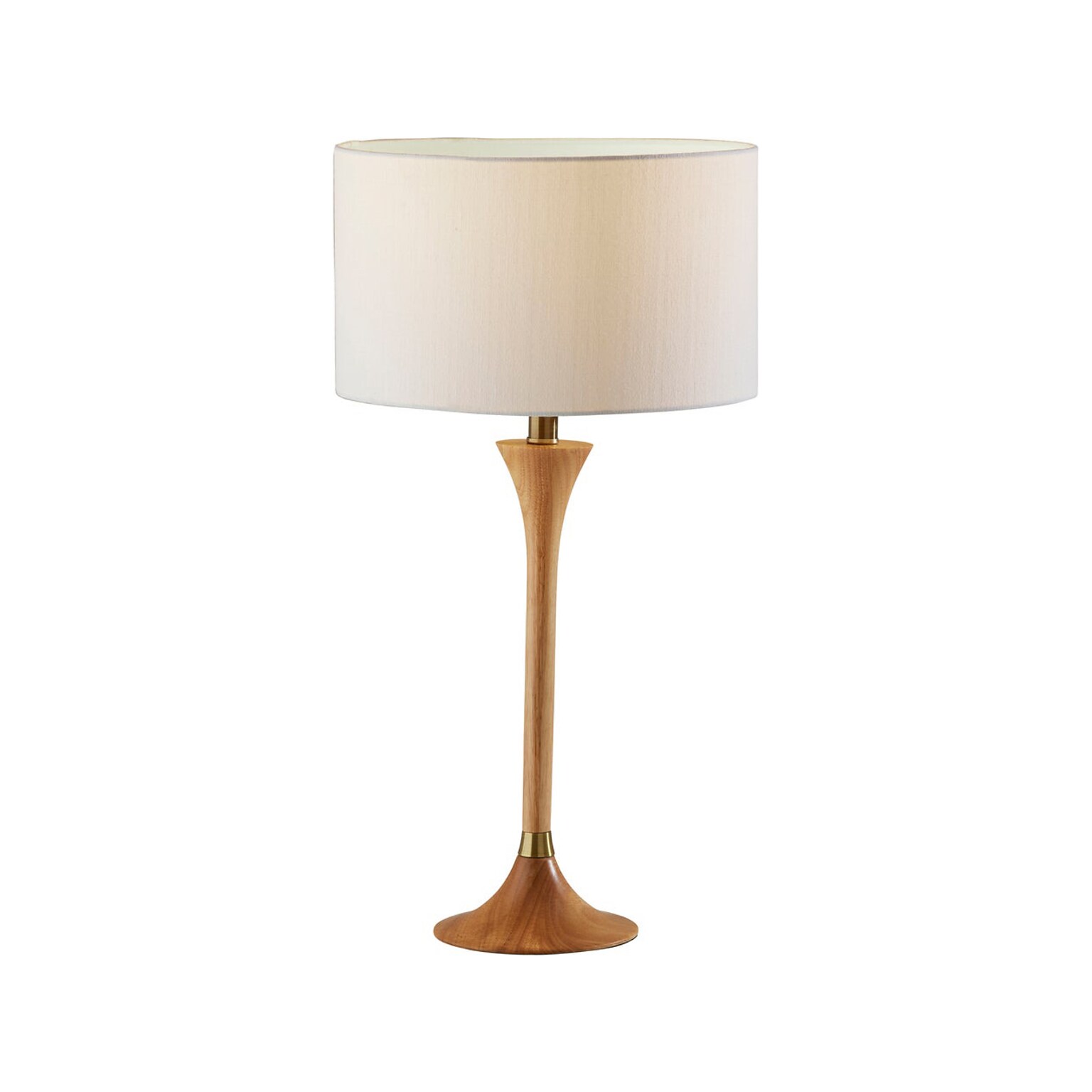 Adesso Rebecca Incandescent/LED Table Lamp, Natural Rubberwood/White (1600-12)