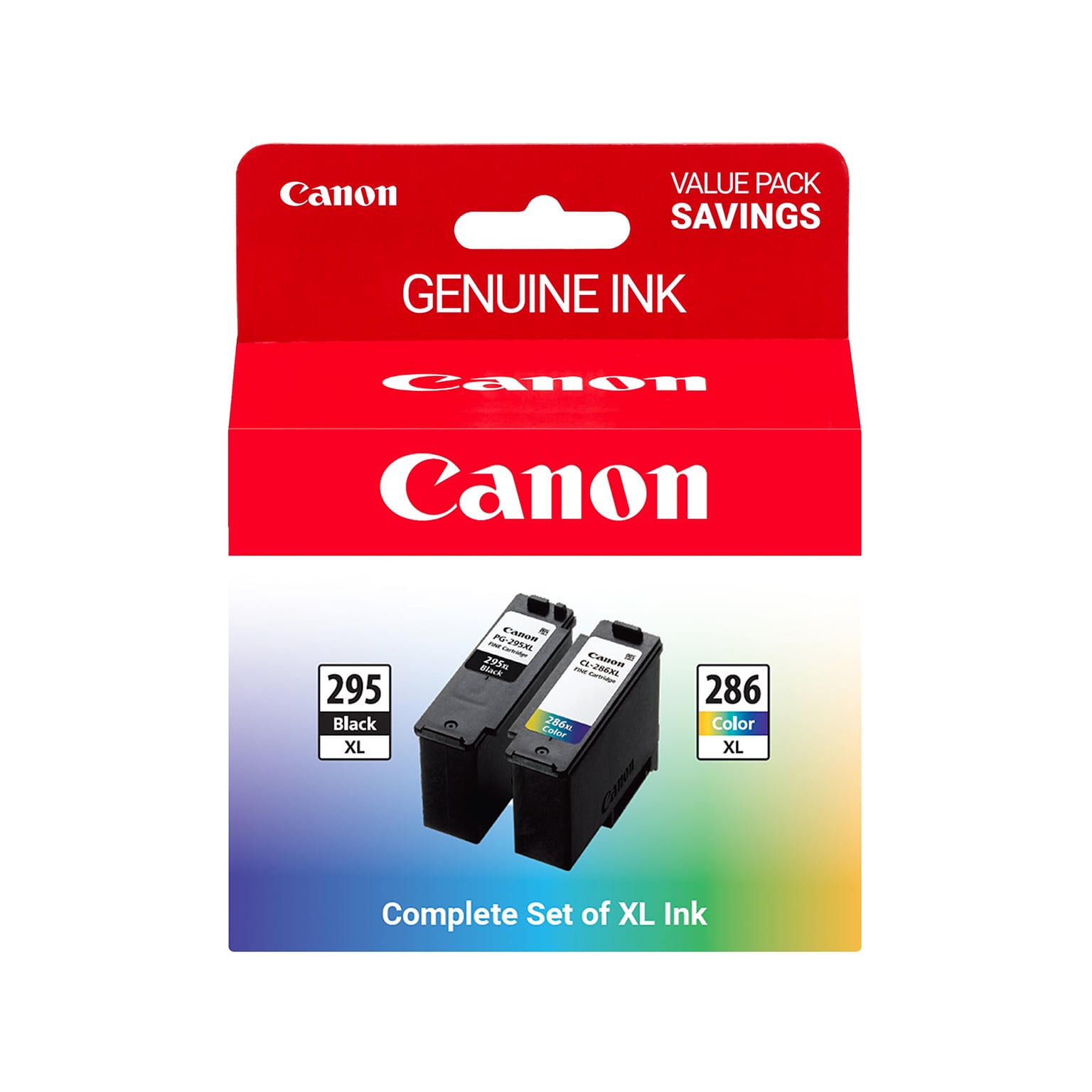 Canon PG-295XL/CL-286XL Black/Tri-Color High Yield Ink Cartridges, 2/Pack (7164C004)