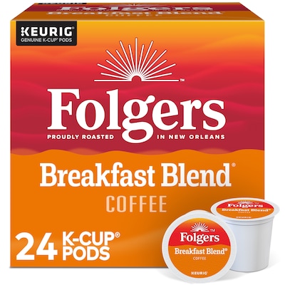 Folgers Breakfast Blend Coffee, Light Roast, 0.24 oz. Keurig® K-Cup® Pods, 24/Box (000370677/6684)