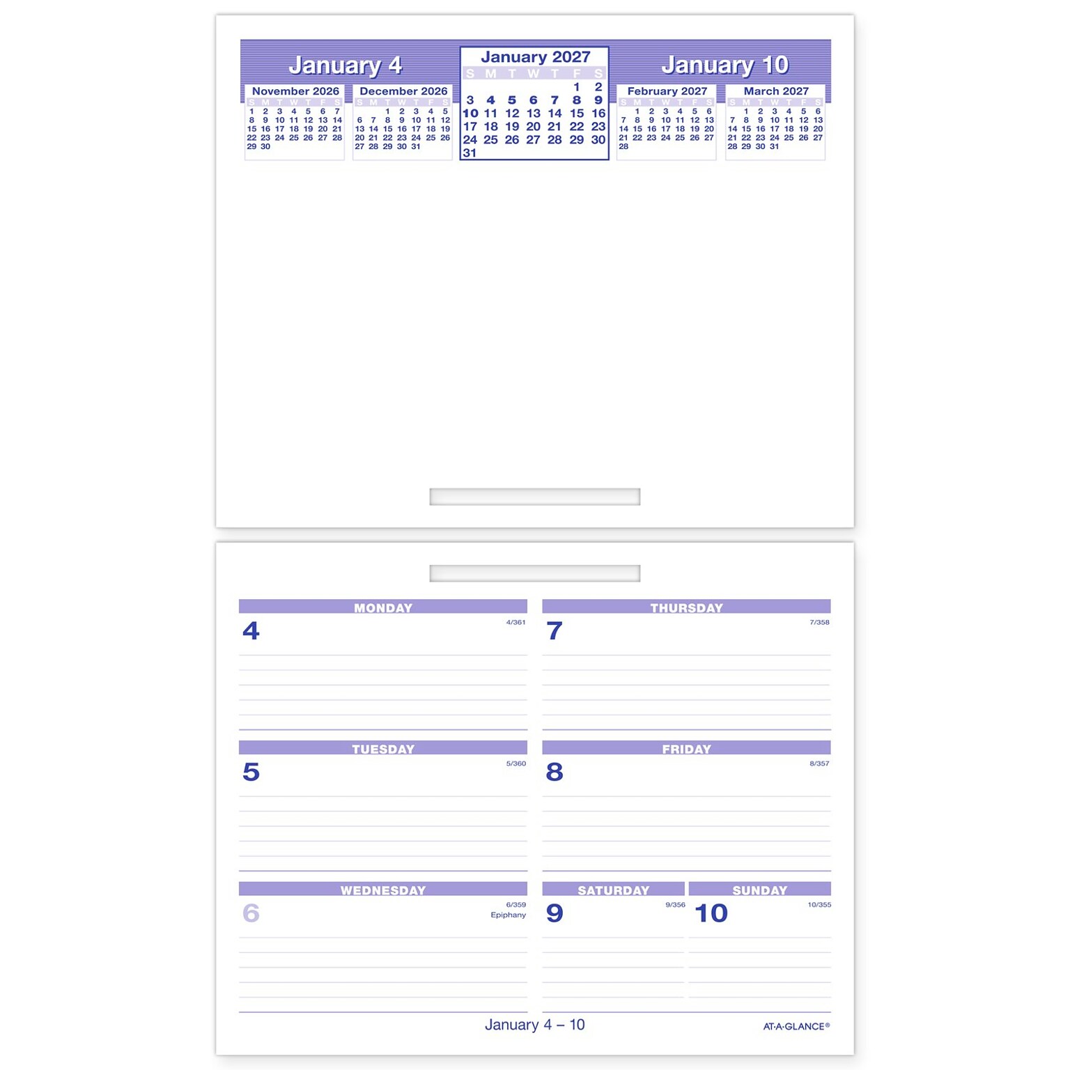 2027 AT-A-GLANCE Flip-A-Week 7 x 5.5 Weekly Desk Calendar Refill, White/Blue (SW705X-50-26)