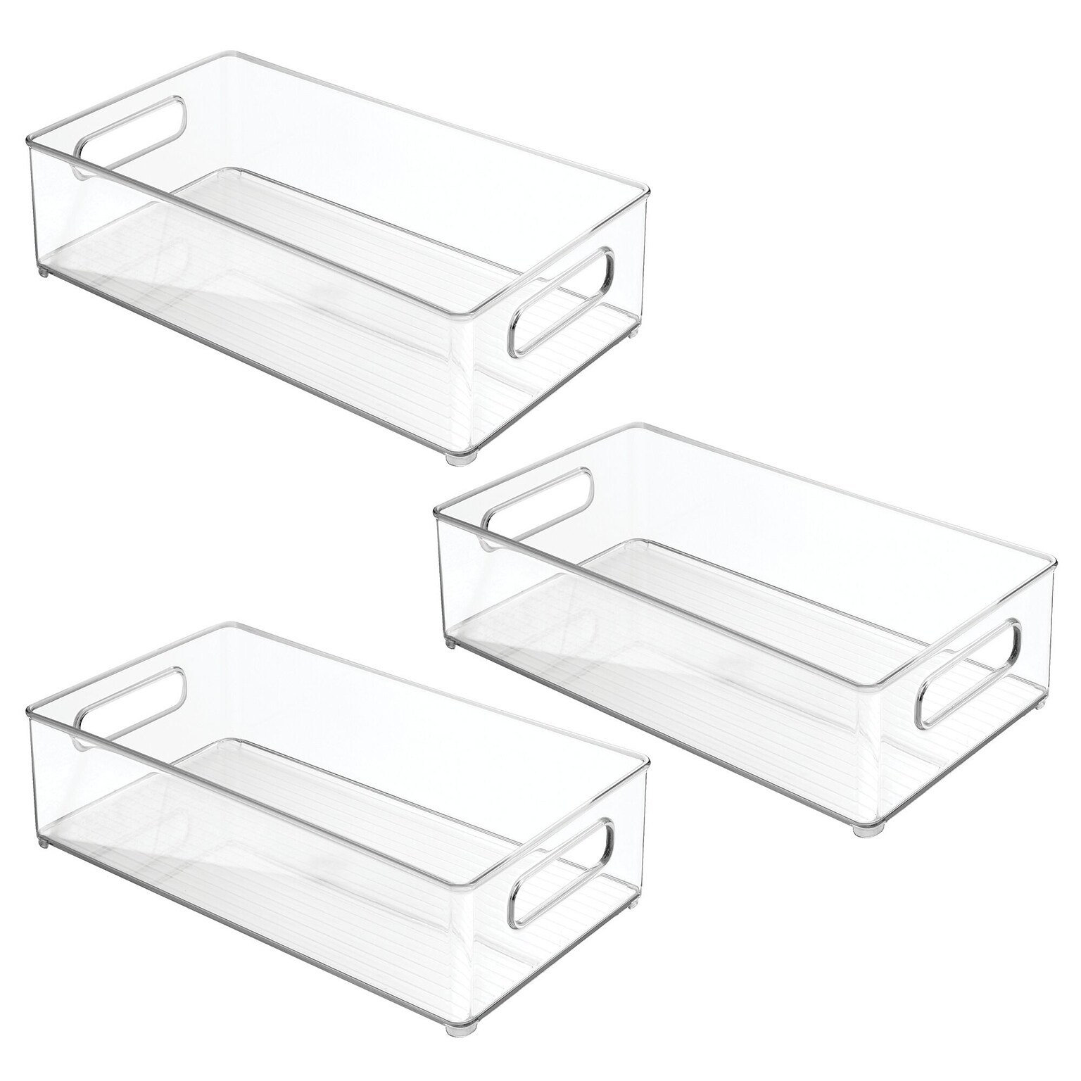 iDESIGN Medium Stackable Plastic Storage Bin, Clear, 3/Pack (70530M3)