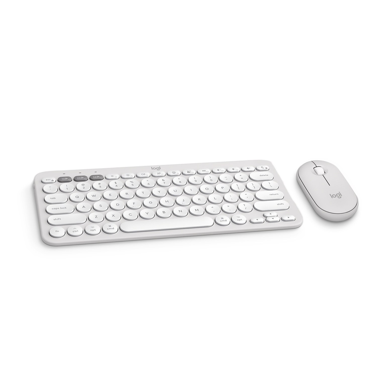 Logitech Pebble 2 Wireless Ergonomic Keyboard and Optical Mouse Combo for Mac, Tonal White (920-012201)