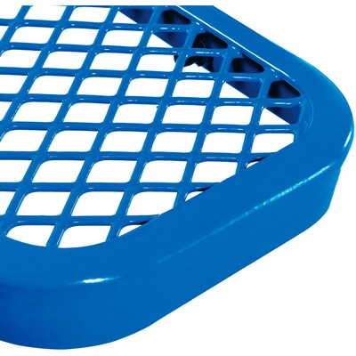 Global Industrial 8' Outdoor Steel Bench w/ Backrest, Expanded Metal, Blue (277155BL)