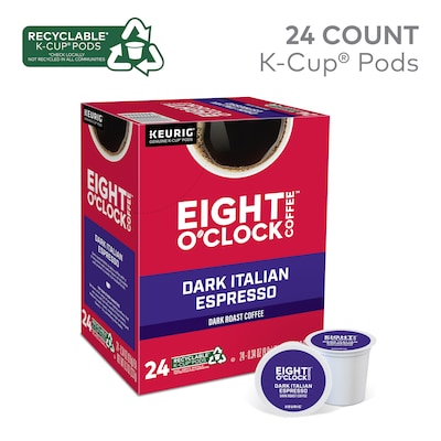 Eight OClock Dark Italian Espresso, Keurig® K-Cup® Pods, Dark Roast, 24/Box (6408)