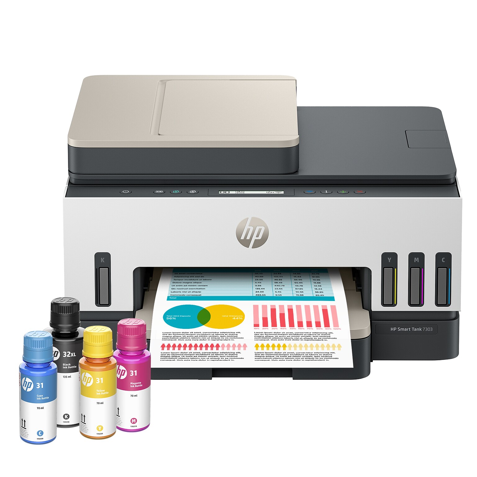 HP Smart Tank 7303 Wireless All-in-One Supertank Printer, Up to 3 Years of Ink Included (9B5D0A)