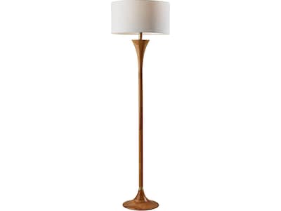 Adesso Rebecca 60 Natural Rubberwood Floor Lamp with White Drum Shade (1601-12)
