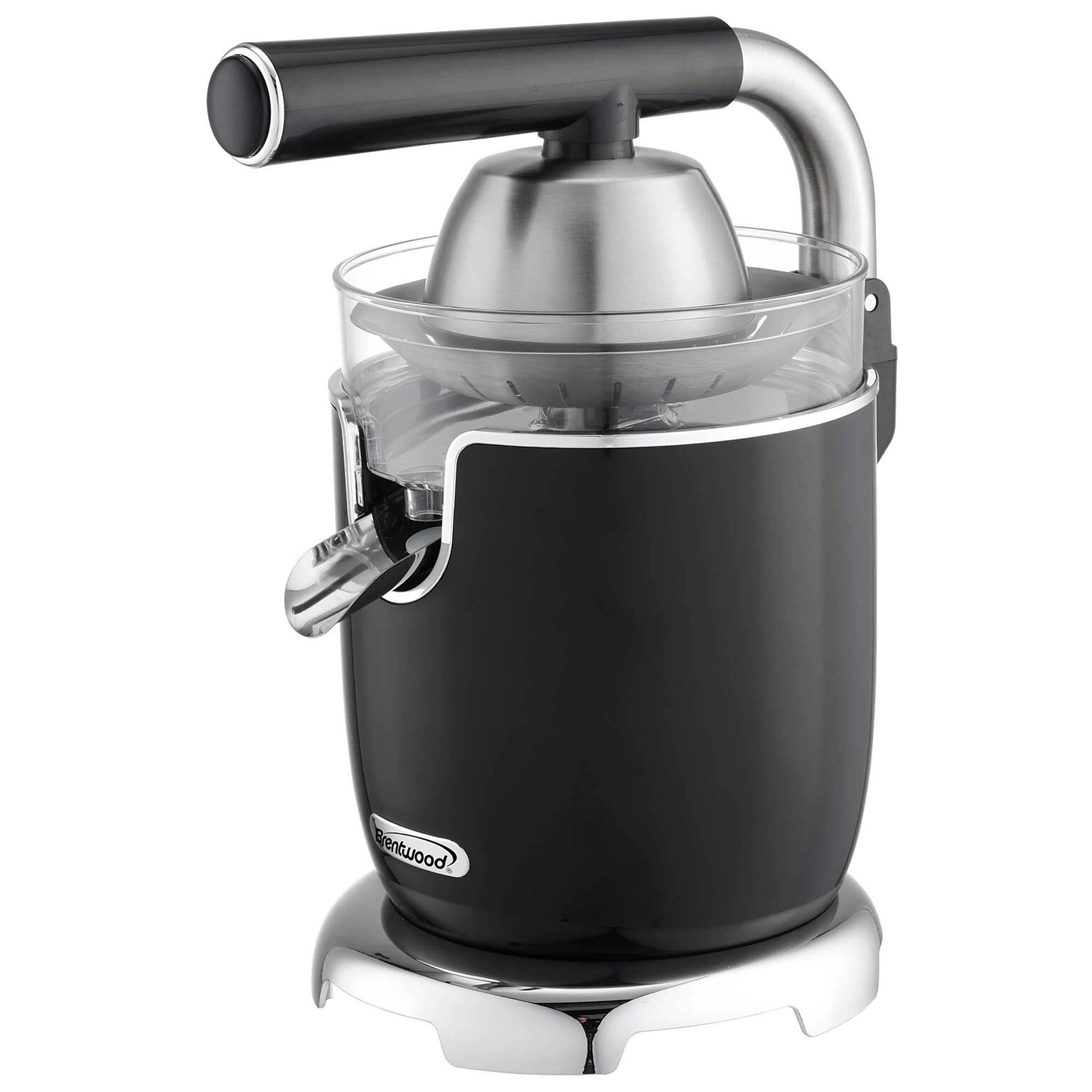Brentwood® 200-Watt Electric Citrus Juicer with 2 Cones and Stainless Steel Lever, Black (J-28BK)