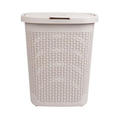 Mind Reader 13.21-Gallon Hamper with Lid, Plastic, Ivory (50HAMP-IVO)