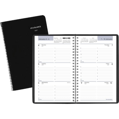 2027 AT-A-GLANCE DayMinder 5 x 8 Weekly Appointment Book, Faux Leather Cover, Black (G200-00-27)