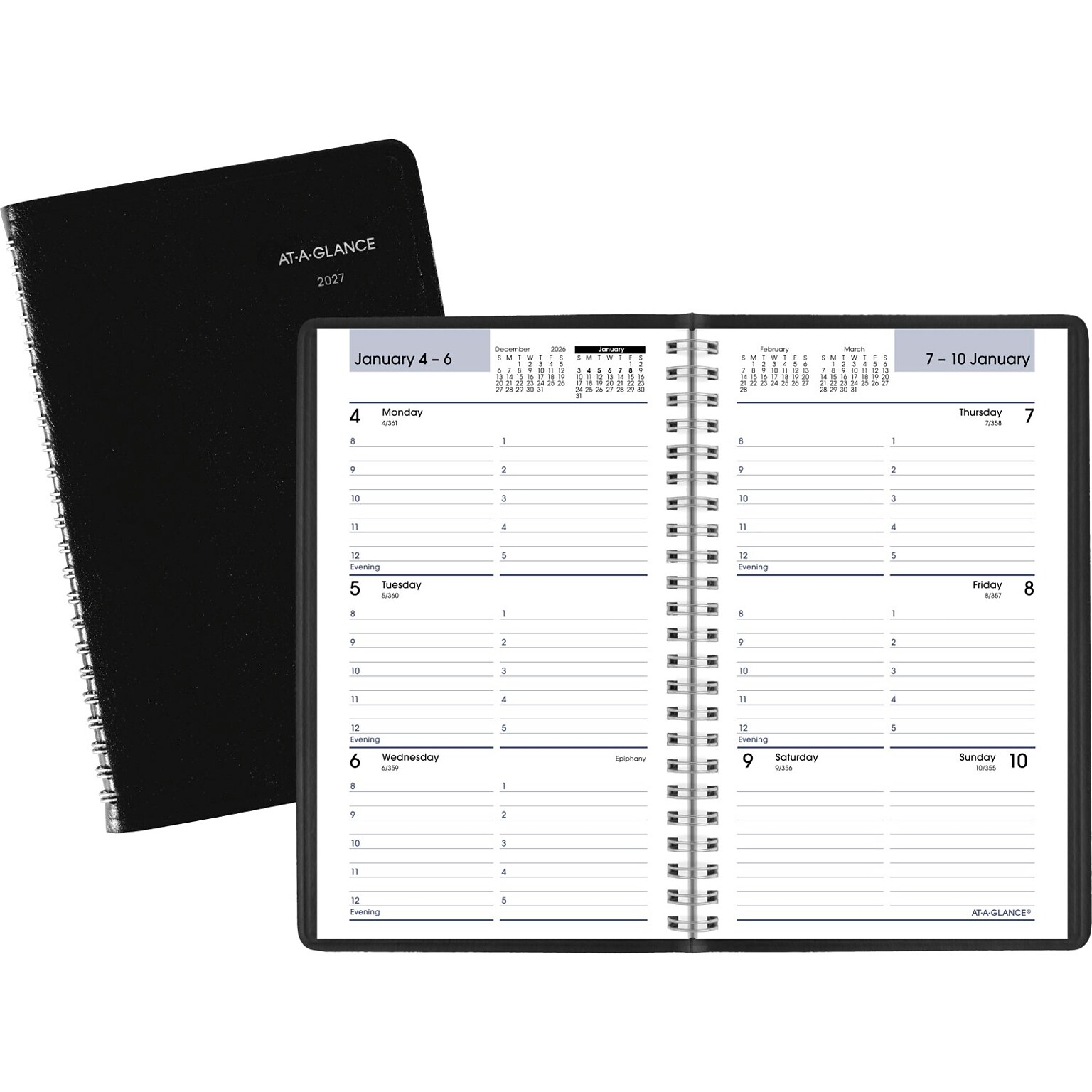 2027 AT-A-GLANCE DayMinder 5 x 8 Weekly Appointment Book, Faux Leather Cover, Black (G200-00-27)