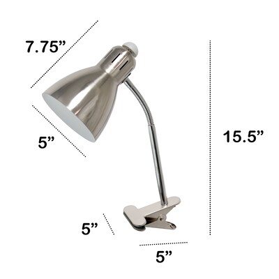 Creekwood Home Sleek Essentials 15.5" Basic Clip On Reading Light with Flexible Gooseneck, Brushed Nickel (CWD-1010-BN)