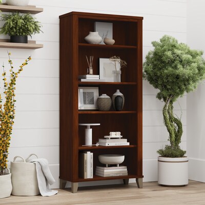 Bush Furniture Somerset 65" 5-Shelf Bookcase with Adjustable Shelves, Hansen Cherry Laminate (WC81765)