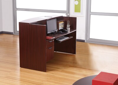 Alera® Valencia Series Reception Desk w/Counter, 71w x 35-1/2d x 44-3/4h, Mahogany